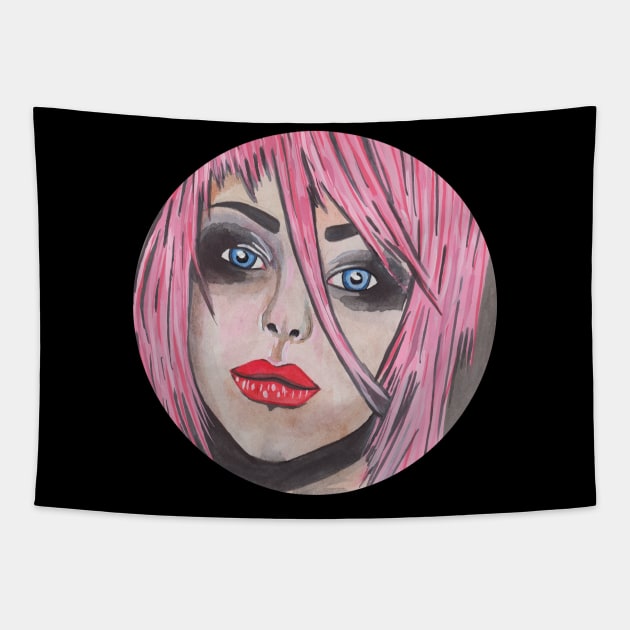 Emo girl with pink hair Emogirl Tapestry TeePublic