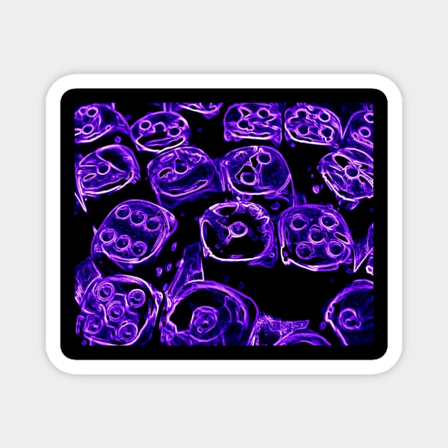 Neon Purple Dice Magnet by ARTWORKandBEYOND