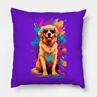 Cool Golden Retriever with Sunglasses Pillow