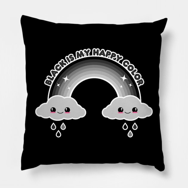 Black is my happy color | goth rainbow Pillow by Sasyall