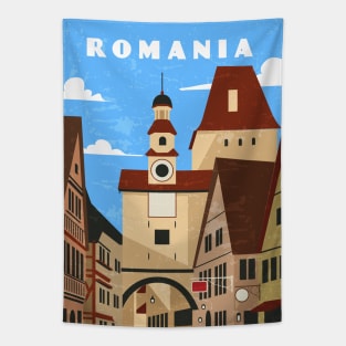 Romania. Retro travel minimalist poster Tapestry