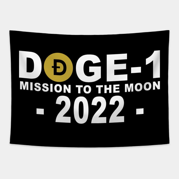 Funny Mission To The Moon Dogecoin Hodl Crypto Doge-1 Tapestry by ZimBom Designer