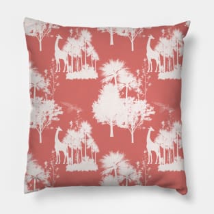 Red Backround Safari Toile Pillow