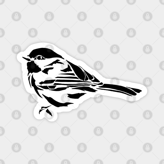 Minimalist Chickadee Stencil Art Magnet by New World Aster 