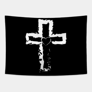 Heart for Jesus-Christian Cross - Faith Hope Love - Christianity Tapestry