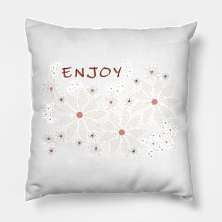 White daisies on salmon dark background Pillow