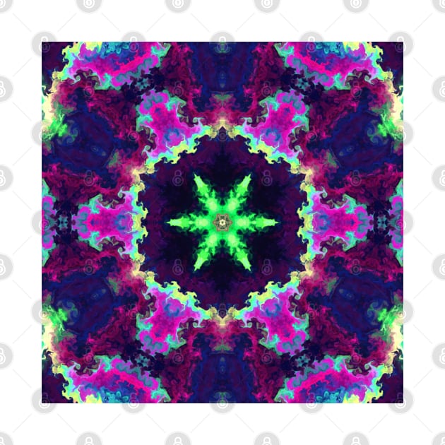 Psychedelic Kaleidoscope Purple Pink and Green by WormholeOrbital