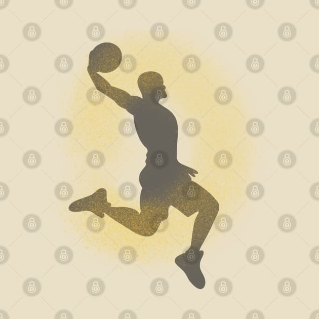 Basketball Player Dunking Sprayed Yellow Grey by foxnwombatco 