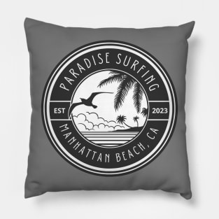 Manhattan Beach, CA - Surfing Design Pillow