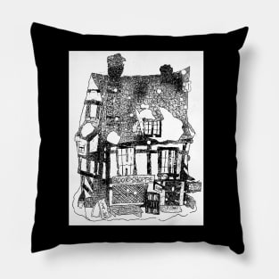 Charles Dickens Christmas Bookstore Monochrome Pillow