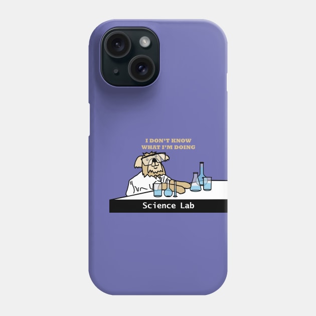 Science Lab and Clueless Dog Scientist Wearing Safety Glasses Phone Case by ellenhenryart