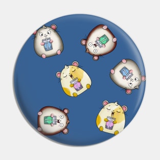 Group of Kawaii Hamsters Drinking Bubble Tea Pin