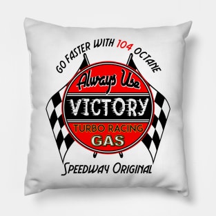 Victory Racing Gas Fuel Speedway Original Vintage Auto Car Advertising Logo Hot Rod 104 Octane Pillow