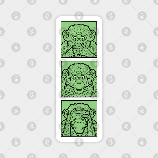 three green wise monkeys Magnet by weilertsen