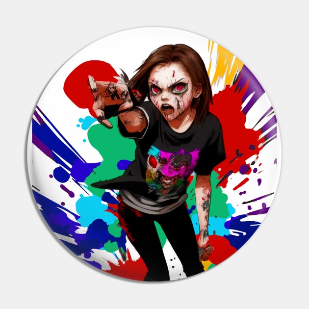 Zombie Teenage Girl Halloween Pin by Distinct Designs NZ