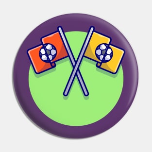 Soccer Flags Cross Cartoon Vector Icon Illustration Pin