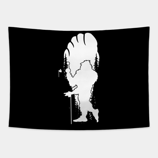 Sasquatch Golf Footprint Bigfoot Golf Player Tapestry by Tesszero