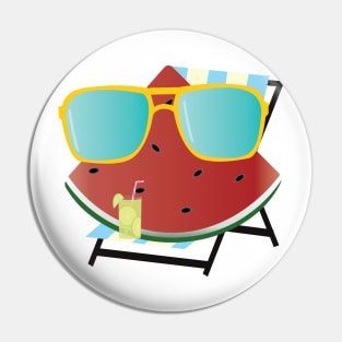 Funny Watermelon with sunglasses illustration Pin