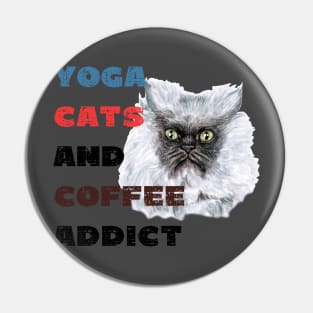 Yoga cats and coffee addict funny quote for yogi Pin