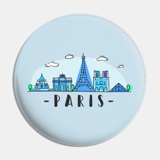 Paris Watercolor Skyline Pin