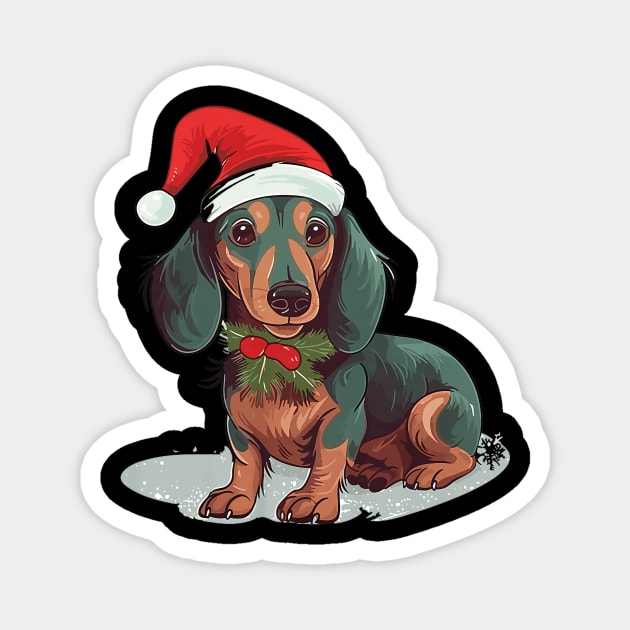 Christmas Dachshund Dogs Santa Hat Pet Weenie Magnet by yangho