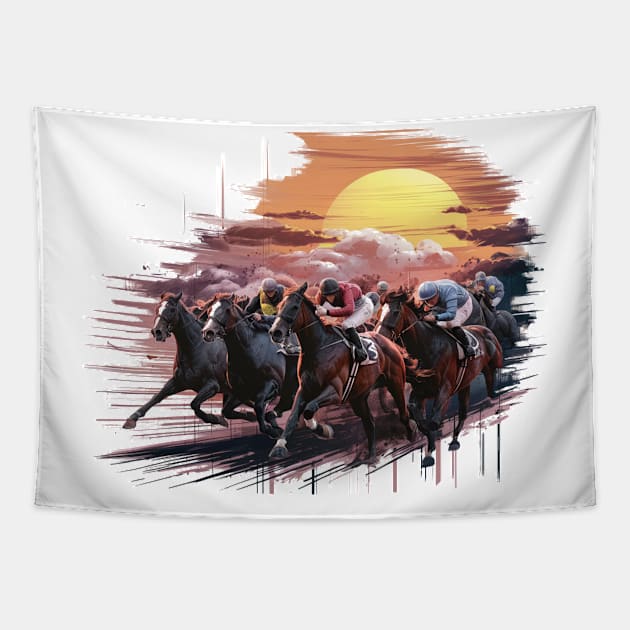 horse racing Tapestry by ZaxiDesign