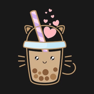 Kawaii Boba Tea | Cute Bubble Tea Jar with Cat Shape T-Shirt