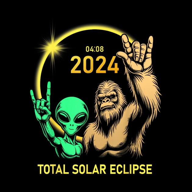 2024 Solar Eclipse Alien Bigfoot Rock April Gift For Men Women by FortuneFrenzy