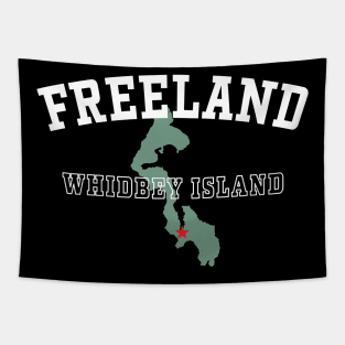 Freeland, Whidbey Island WA Island Silhouette PNW Souvenir Tapestry