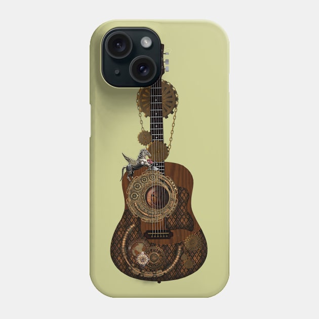 Wonderful steampunk guitar with clocks and steampunk horse Phone Case by Nicky2342