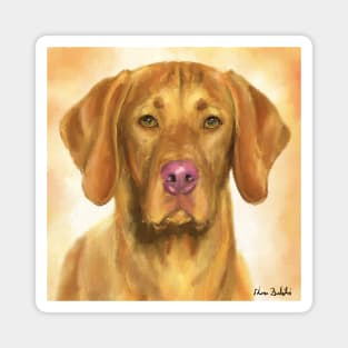 Painting of a Vizsla with a Light Brown Backgeound Magnet