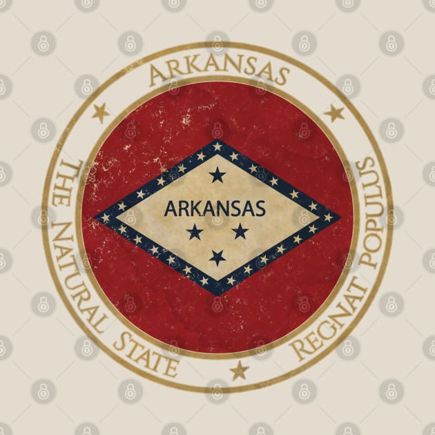 Vintage Arkansas State USA United States of America American Flag by DragonXX