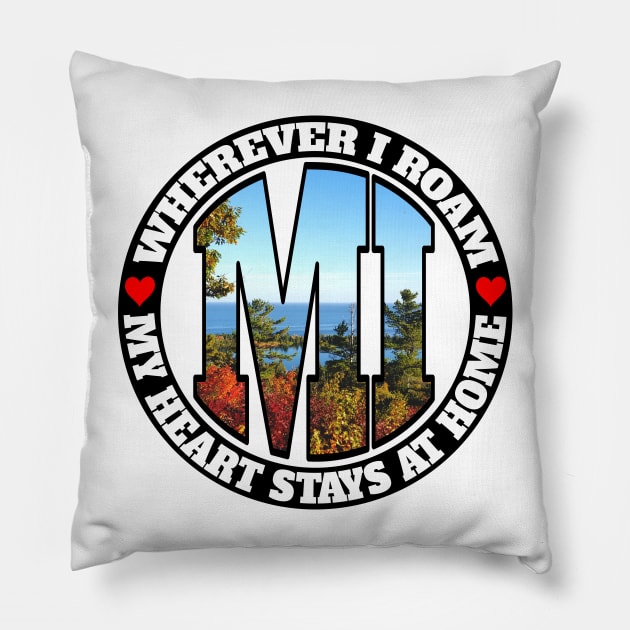 Heart Stays Home - Michigan Pillow by DonDota