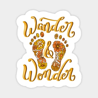 Wander and Wonder Boho Bare Foot Floral Walking Design Magnet