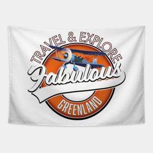 travel explore fabulous Greenland logo Tapestry