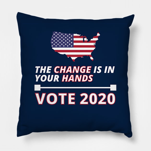 Change is in your Hands - VOTE 2020 Pillow by Moshi Moshi Designs