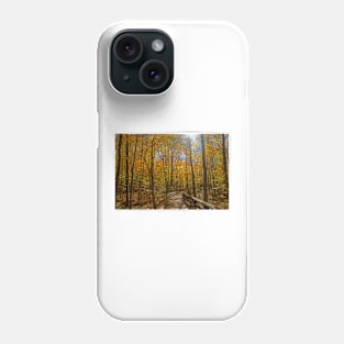 Footbridge in the Autumn Woodland Phone Case