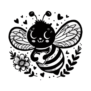 Cute Bumblebee Love and Hearts Whimsical Artwork T-Shirt