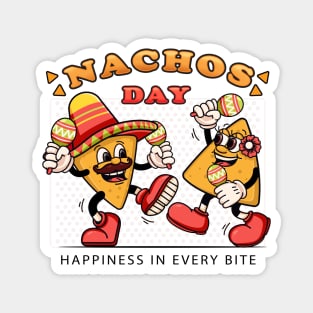 Nachos day. A pair of dancing nachos holding macaras Magnet