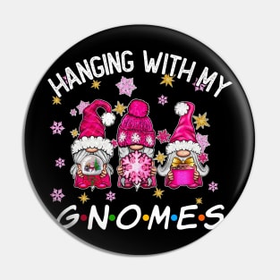 Funny Christmas Gnome Hanging With My Gnomies Family Pajamas Pin