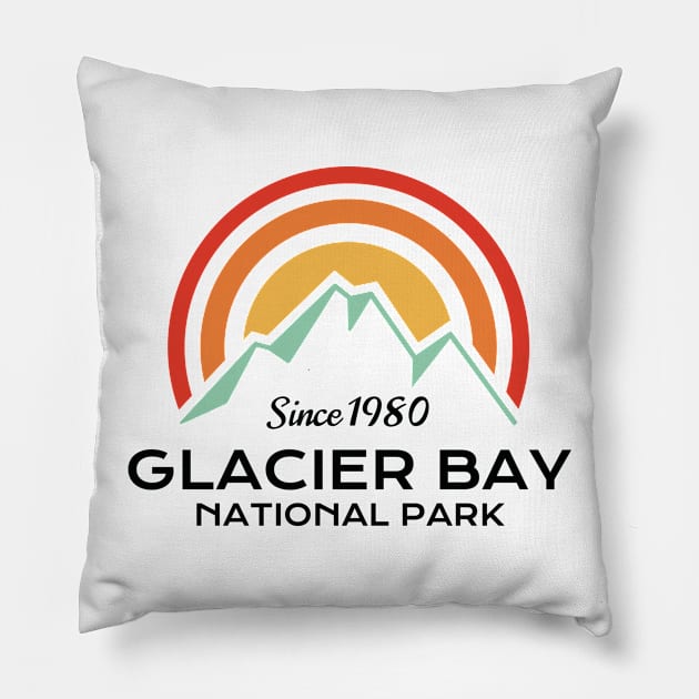 Glacier Bay National Park Retro Pillow by roamfree