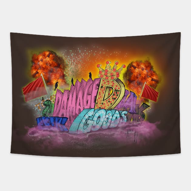 Damaged Goods Tapestry by Grinner Mountain