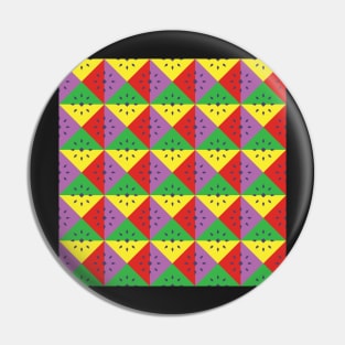 Funky Squares Red Purple Yellow Green Pin