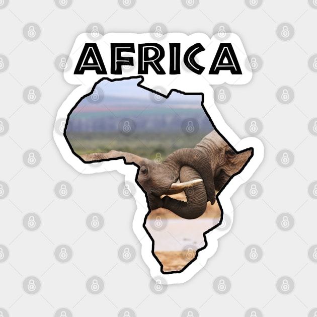 African Wildlife Continent Elephant Tussle Magnet by PathblazerStudios