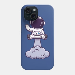 Astronaut Launching On Space And Waving Hand Cartoon Phone Case