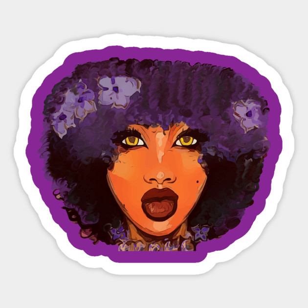 Beauty Woman Floral Afro Natural Hair Natural Hair Sticker