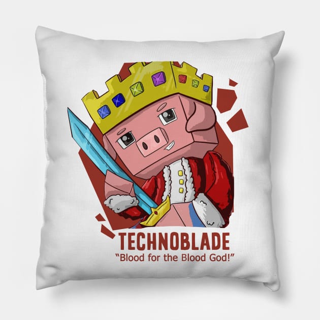 blood for the blood god - technoblade Pillow by olivia parizeau