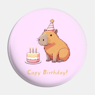 Cappy Capy Birthday Capybara Pin