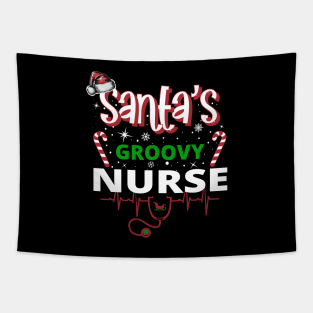 Santa's Groovy Nurse - Holiday Funny Christmas Tapestry