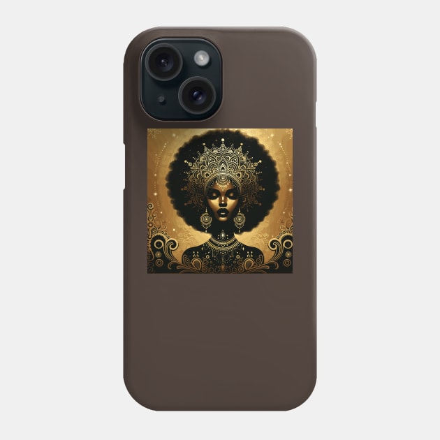 Afrocentric Queen Gold Phone Case by Graceful Designs